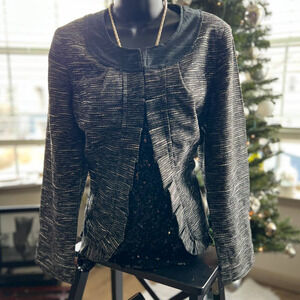 Chicos Size 8 (Chicos size 1 )Black/Optic White Regie Jacket-NWT- Retail 129